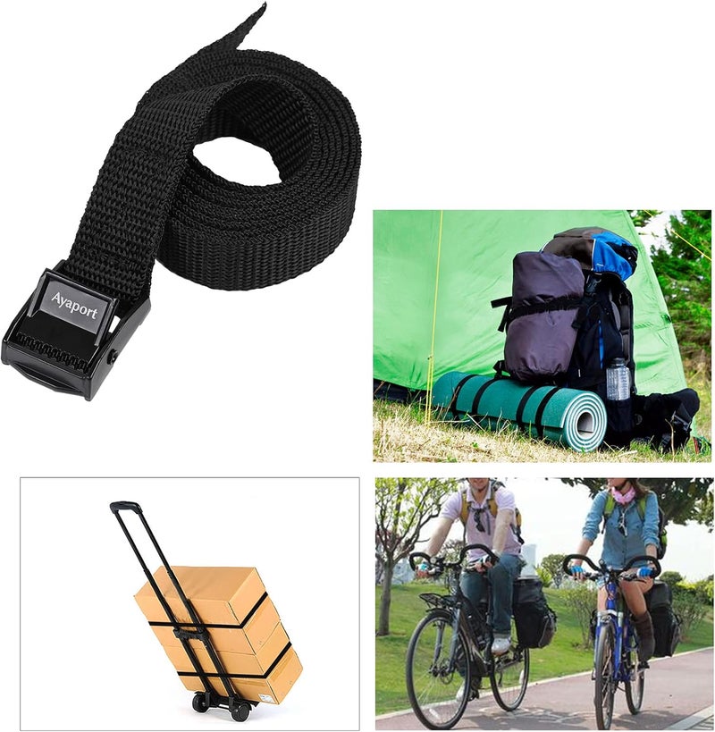 Ayaport Lashing Strap Tie Down Straps with Adjustable Cam Buckle Nylon Cinch Strap for Packing Cargo, Bike, Luggage Black 2 Pcs (Black, 0.75'' x 4') - Image 5